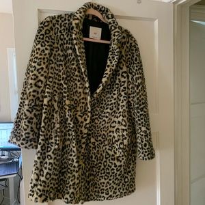 Faux fur leopard print Mango coat